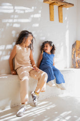 Blue Crop Top Linen Set